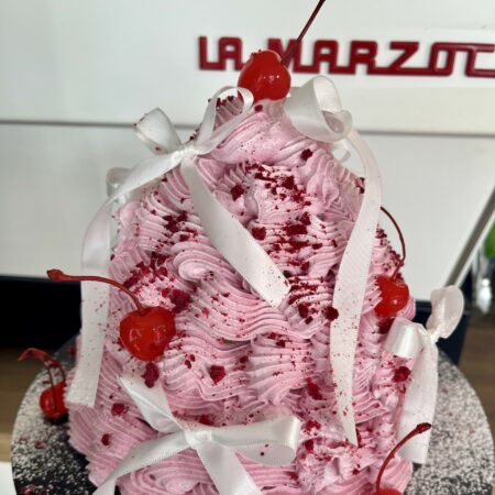 Cherries and Bow Dome Cake